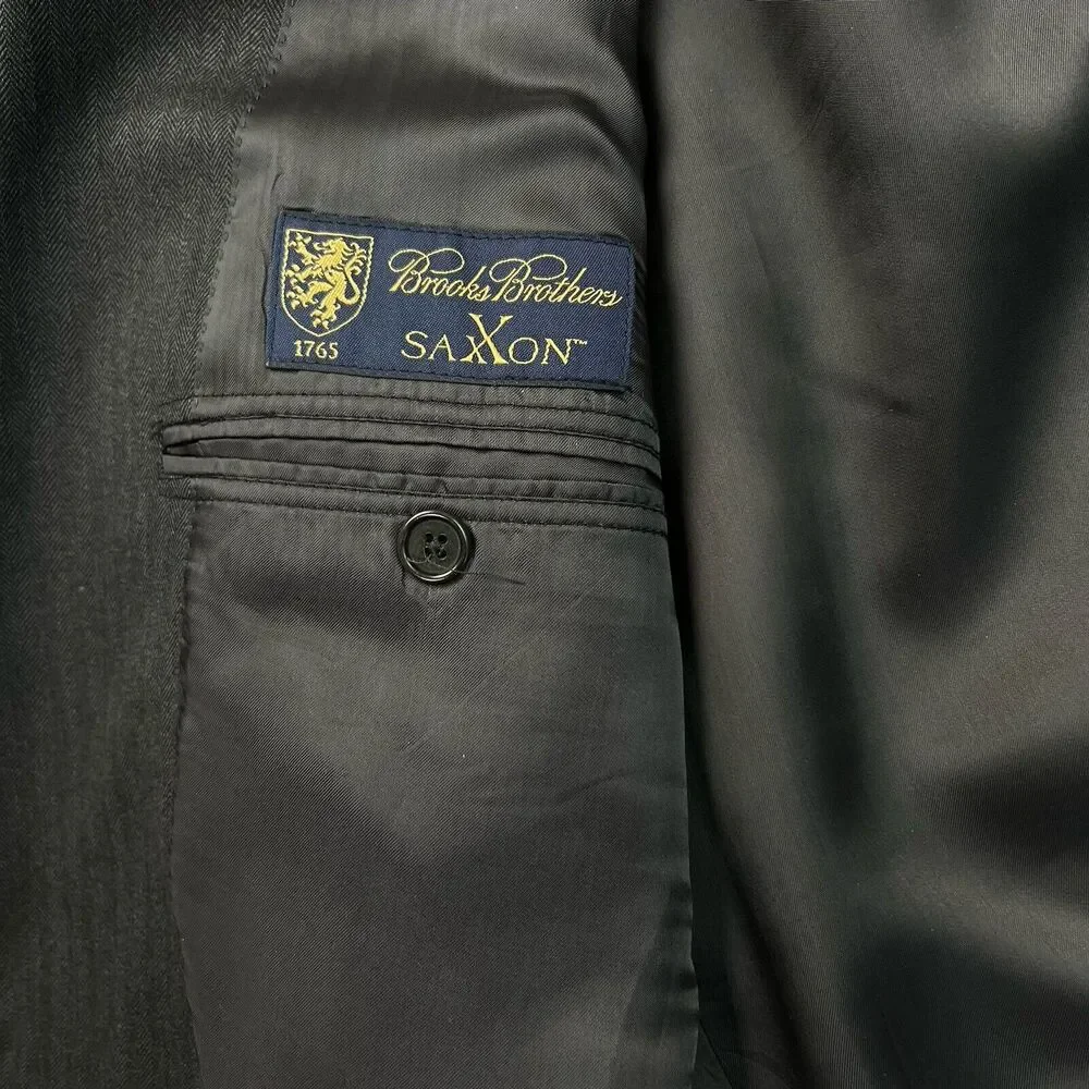Brooks Brothers‎ Madison Saxxon Blazer Mens Size 44L Charcoal Gray USA